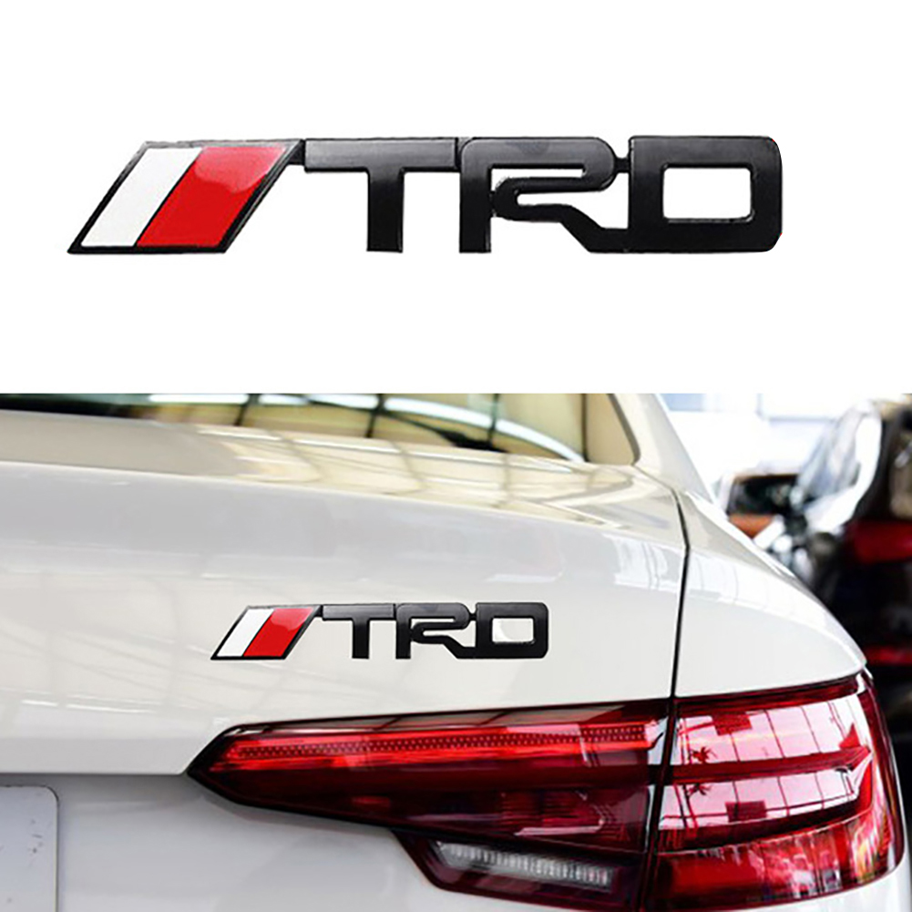 Autocollant Métallique 3D TRD - Noir 9,5x2 Cm - Pour Voiture, Moto, Vélo - Sticker Logo Personnalisé