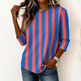 thumbnail image 5 of JULMCOMO Shirts for Women Vertical Striped 3/4 Sleeve Crew Neck Trendy Loose Fit T Shirts Color Block Comfy Summer Tops Pink 2XL, 5 of 6
