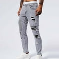thumbnail image 2 of YLSDY Fashion Men's Slim Fit Jeans Stretch Destroyed Ripped Skinny Jeans Distressed Straight Denim Pants Casual Trousers Streetwear Gray 34, 2 of 9
