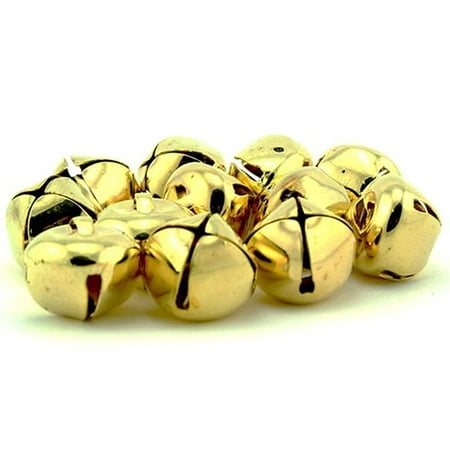 - 1.5 Inch 36mm Extra Large Giant Jumbo Craft Gold Jingle Bells 2 Pieces
