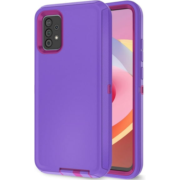 Galaxy A52 5G Case for Samsung Galaxy A52 5G Case Military Drop Shockproof Heavy Duty Rugged 3 in 1 Protection Cover for Galaxy A52 5G Phone Case (Purple Rose Red)