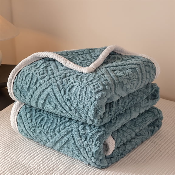 51"×59" Throw Size Blue Blanket, Decorative Throw Blanket for Sofa Couch & Nap