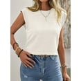 thumbnail image 5 of Womens Round Neck Solid Cap Sleeve Tee Summer Blouse For Women, 5 of 6