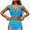 Sky Blue, variant on Women's Solid Color V-Neck Bikini Swimsuit Set with Chest Pad High Cut Swimwear Two Piece Bathing Suit for Beach Pool Vacation, Black M