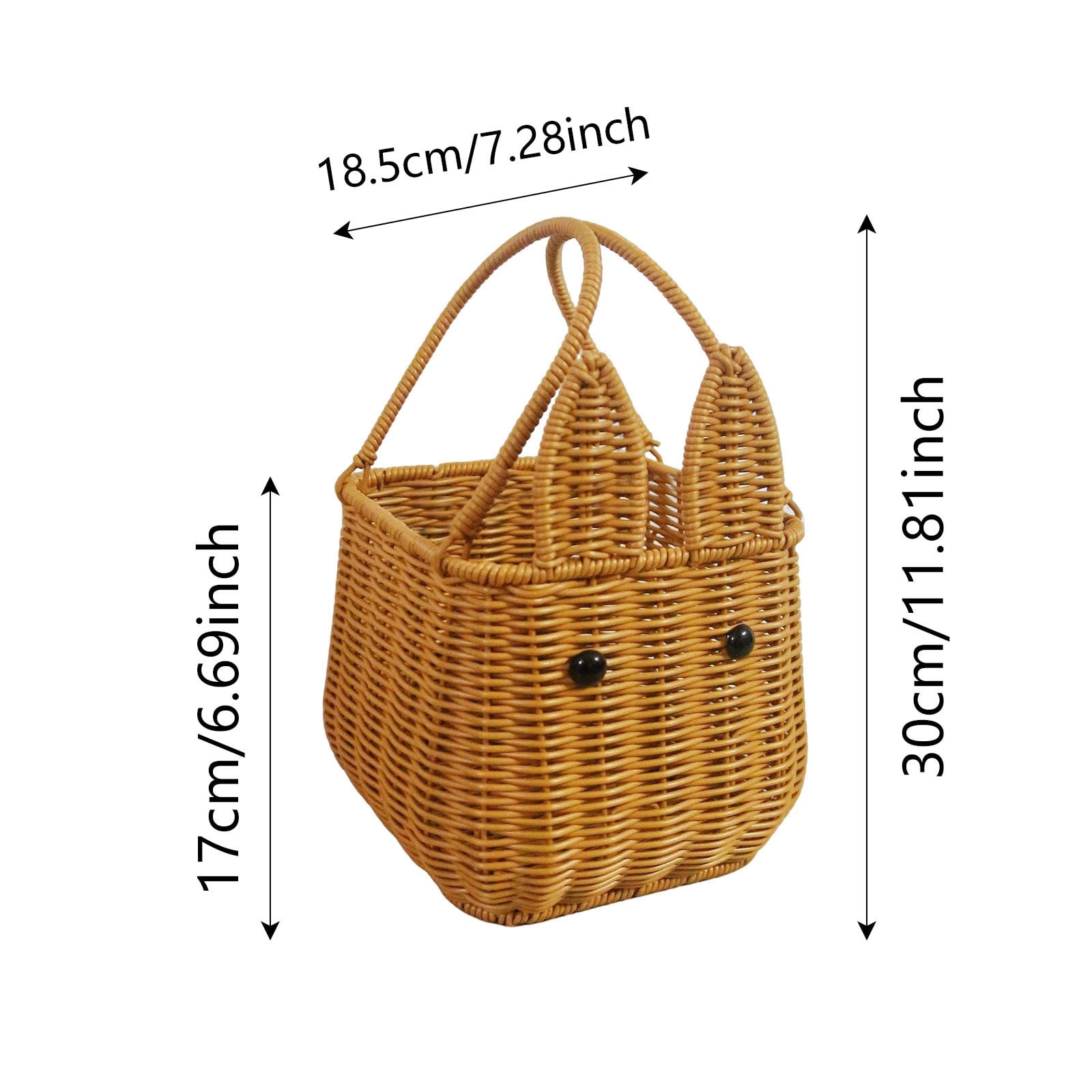 Easter Basket with Handle, Cute Bunny Woven Rabbit Basket for Kids Easter Egg , Multi-Purpose Picnic, Storage Organizer for Toys, Fruit, Beach, Nursery & Home Decor