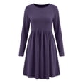 thumbnail image 6 of Ashirexll Casual Dresses for Women Winter Casual Pullover Long Sleeve Round Neck Solid Color Dress with Pockets, 6 of 6