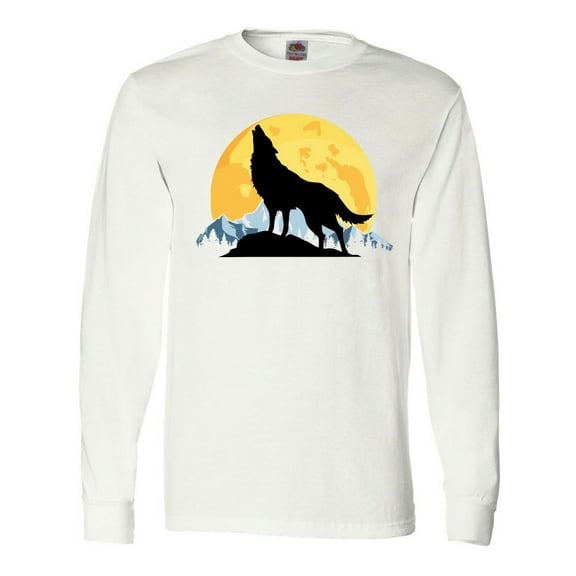 Inktastic Wolf Wilderness Mountains Moon Long Sleeve T-Shirt