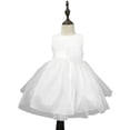 thumbnail image 3 of Chiffon Tulle Wedding Pageant Flower Girl Dress Bow Tie Sash Satin Skirt, White 100, 3 of 5