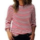 thumbnail image 1 of Moda Mujer O-cuello Camiseta de manga larga Verano Rayas Impresión Blusa Tops Fridja  hj1958, 1 of 7