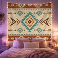 thumbnail image 2 of Stepped Diamond and Chevron Design Set Against a Cream Field, Serene Folk Art for Southwest Decor Lovers, Traditional Wall Art, Housewarming Gift Tapestry Wall Hanging for Living Room and Bedroom, 2 of 7