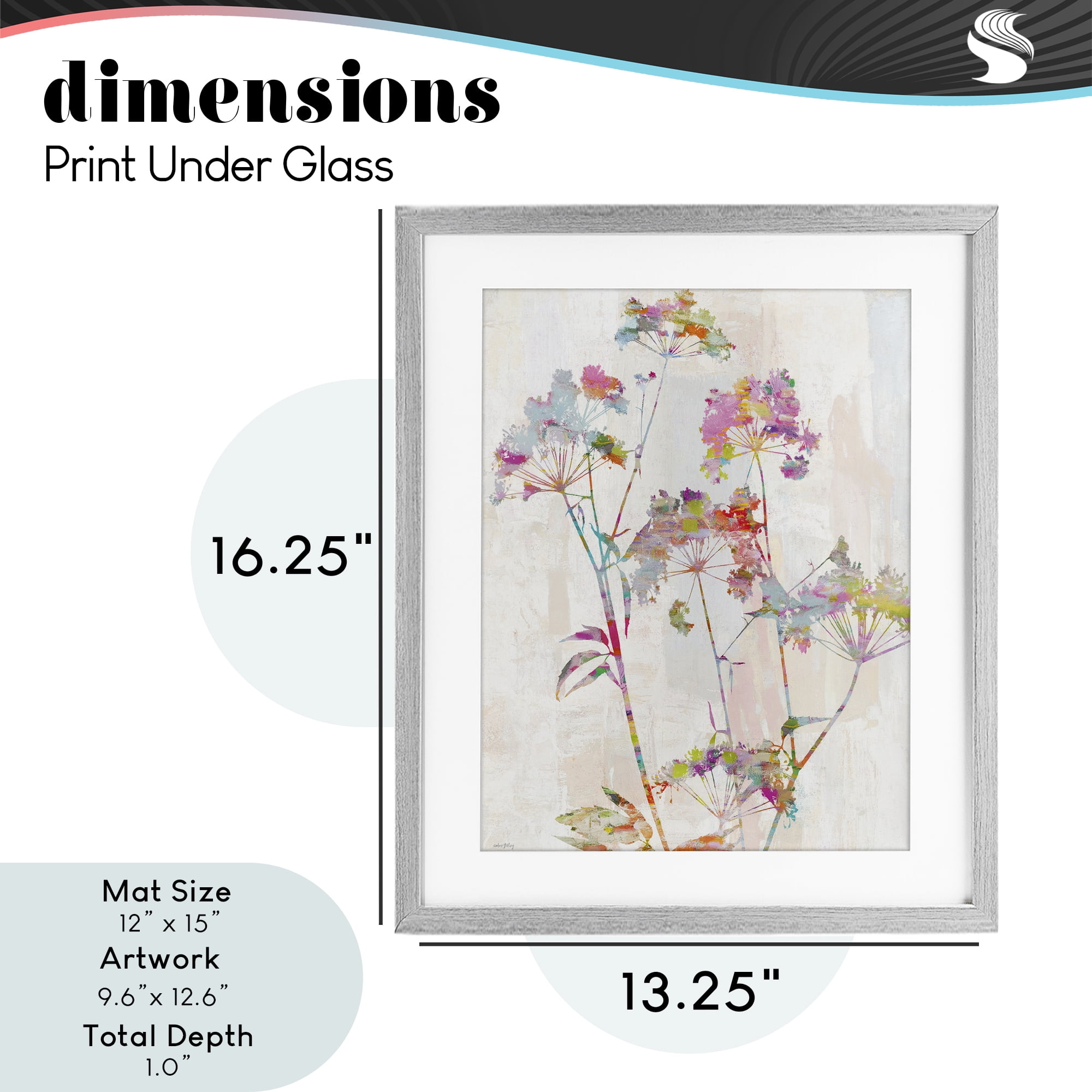 Kaleidoscopic Delicate Herbs Gray Framed Print Under Glass, design by Amber Sterling