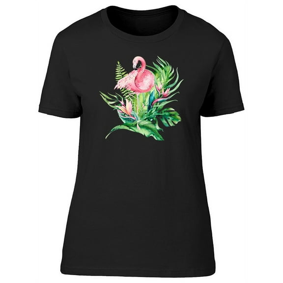 Teeblox Womens Graphic Tee - Tropical Birds Set Of Flamingo - Regular Fit 100% Cotton