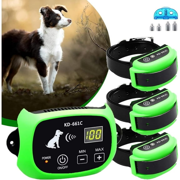 Wireless Dog Fence Electric Training Collar 2-in-1, Safe Effective Vibrate/Shock Dog Fence, IP67 Waterproof, Adjustable Range, Pets Containment System Boundary Container for Stubborn Dogs,for3dogs