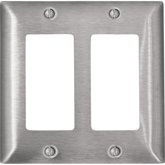 Leviton 2-Gang Wallplate in Stainless — UL Listed for US Residential Electrical Code Compliance, Drop-in NEC-Standard Wiring