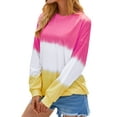 thumbnail image 5 of ZXZY Women Casual Long Sleeve Round Neck Colorblock Sweatshirts, 5 of 8