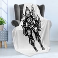 thumbnail image 4 of Video Game Soft Flannel Fleece Throw Blanket, Illustration of a in Black and White Fiction Creatures Image, Cozy Plush for Indoor and Outdoor Use, 70" x 90", Multicolor, by Ambesonne, 4 of 5