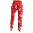 thumbnail image 5 of Women's Christmas Print Pajama Pants, Elastic Waist Tapered Casual Jogger Trousers, Holiday Cozy Soft Winter Sleepwear Bottoms Wine 3XL, 5 of 5