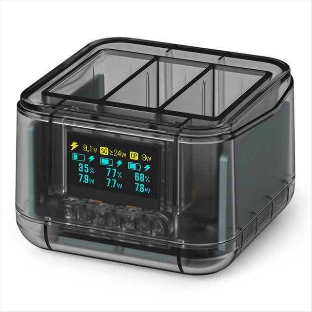 Cargador Rápido para 13, Estuche de Carga de Puertos con Detección de Electricidad y Pantalla OLED Inteligente.