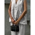 thumbnail image 6 of ZANKLEY Womens Two Piece Outfit V Neck Peplum Top and Wide Leg Pants Set Casual Dressy Summer Vacation Wear, 6 of 13