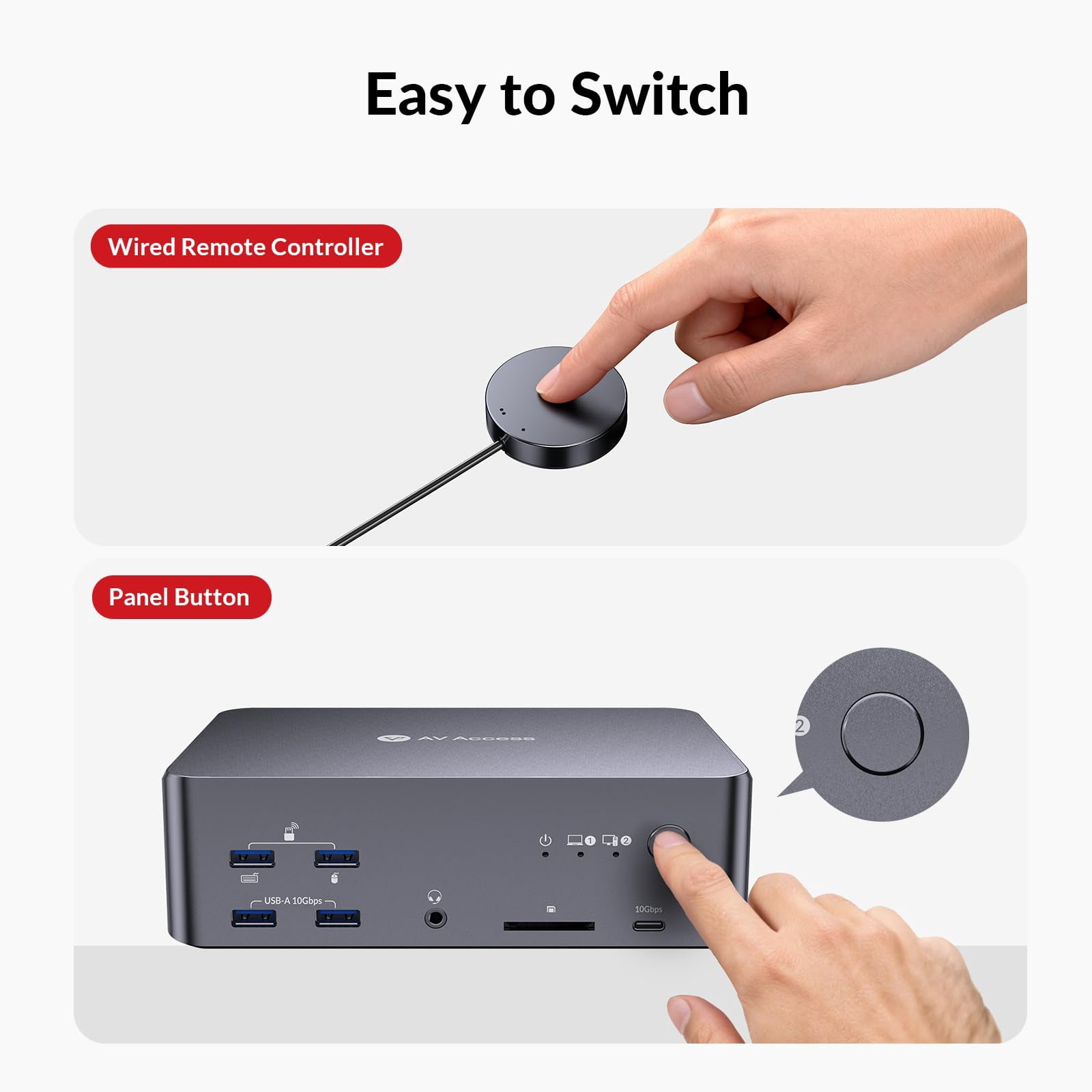 AV Access USB C KVM Switch Docking Station, 3-Port with HDMI for