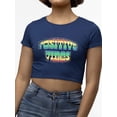thumbnail image 3 of Positive Quote: Positive Vibes Crop Tee Women's -SelectDesign Designs, 3 of 4