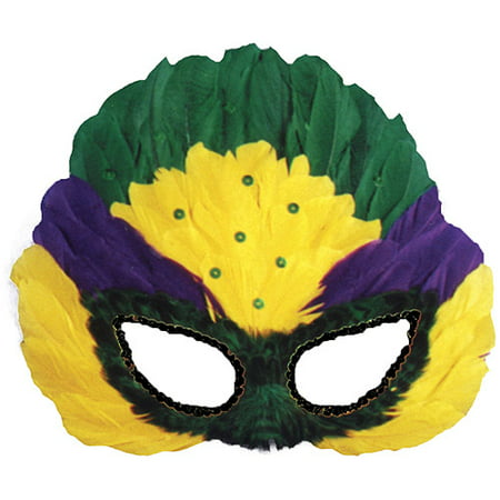 Sequin Feather Mardi Gras Mask Adult Accessory