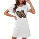 thumbnail image 1 of Camisón corto de mujer, vestido de largo medio con estampado de moda, camisón corto extragrande de mujer, camisón de manga corta con estampado de pecho a la moda, camisón de mujer, 1 of 6