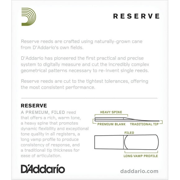 D'Addario Reserve Soprano Saxophone Reeds - #3, 10 Box