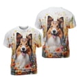 thumbnail image 3 of Welcome Spring Summer Shetland Sheepdog Portrait Flower Blue Sky All Over Print 3D Shirt Unisex Merch Sheltie Dog Lover Gifts - 12001, 3 of 6