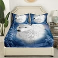 thumbnail image 3 of Erosebridal White Wolf Bedding Set Adults Winter Snow Wolf Fitted Sheet, Wild Animal Bed Sheets Starry Moon Sheets Full for Bedroom - 1 Fitted Sheet 2 Pillow Cases, 3 of 4
