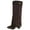 Brown, variant on Women's Knee High Boots with Adjustable Buckle Strap Comfortable Heel for Fall Winter