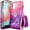 Pink/Purple, variant on Nagebee Case for Samsung Galaxy A32 5G with Tempered Glass Screen Protector (Full Coverage), Sparkle Glitter Liquid Bling Diamond [Ring Holder & Wrist Strap] Women Girls Cute Case (Pink/Aqua)