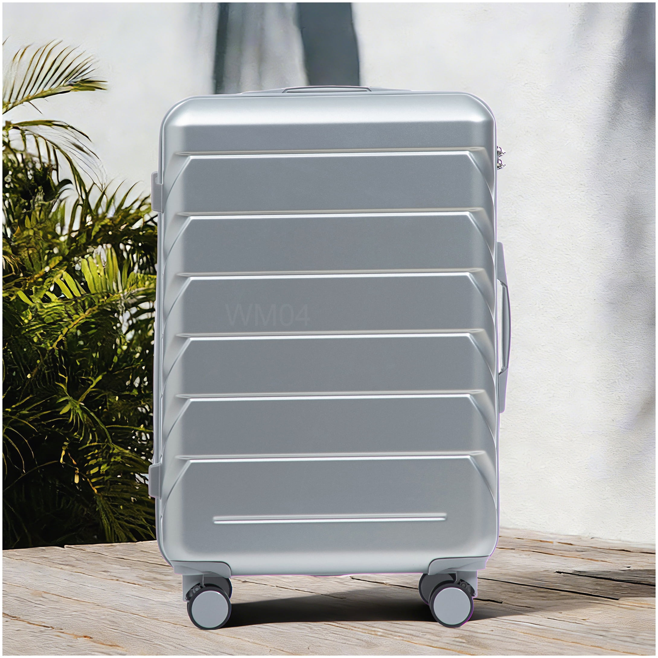 MANGIJOY Silver ABS Hardside Spinner Luggage, 28 Inch Large Checked Bag with TSA Lock &; Retractable Handle