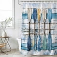 thumbnail image 6 of Lake Paddle Striped Shower Curtain Set - 48" x 72" Washable Bathtub Curtain with 12 Hooks, Watercolor Vintage Wood Grain Waterproof Fabric Stall Shower Curtains for Bathroom/Bathtub Décor, 6 of 6