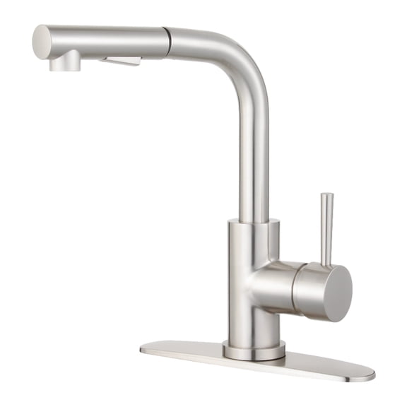 Kingston Brass LS2718DL Concord Single-Handle 1-Hole Deck Mount Pull-Out Sprayer Kitchen Faucet in Brushed Nickel