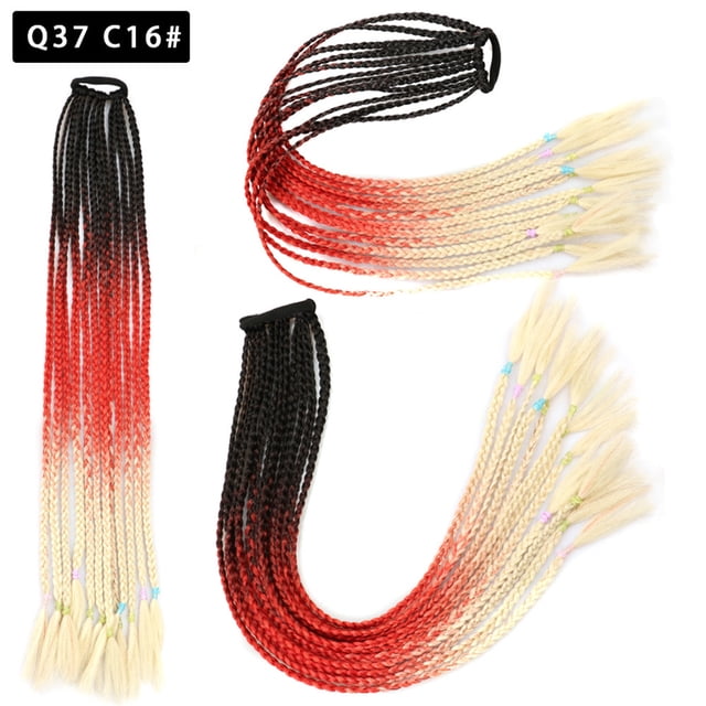 Zhuge 2 piezas de extensiones de cabello de cola de caballo trenzada de colores, accesorios para extensiones de cabello trenzado con bandas de goma sintéticas para mujeres, P