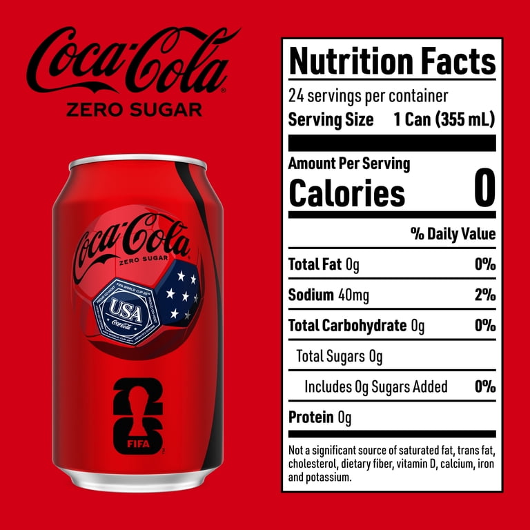 Coca-Cola Zero Sugar, Caffeinated Soda Pop, 12 fl oz Cans, 24 Pack
