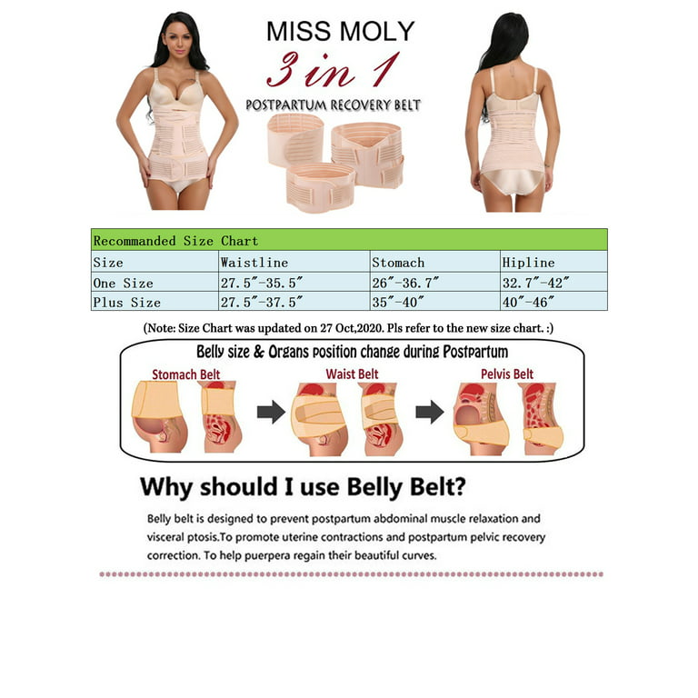 3 In 1 Postpartum Support Recovery Belly/Waist Pelvis Belt Body, Miss Moly  Plus Size Postpartum Support Band Belly Wrap Girdle