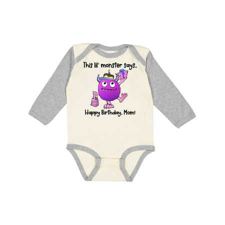 

Inktastic This Lil Monster Says Happy Birthday Mom Gift Baby Boy or Baby Girl Long Sleeve Bodysuit