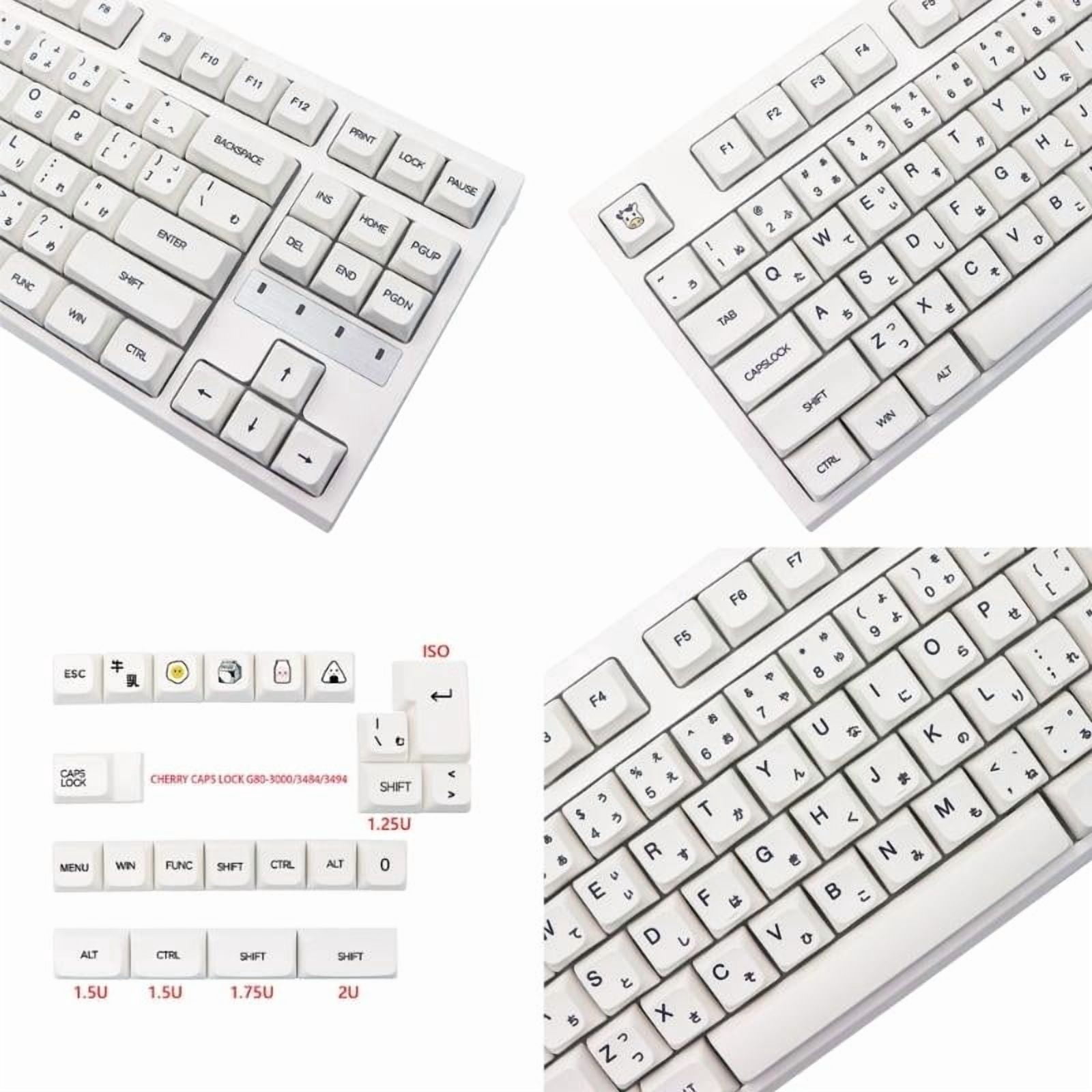 126PCS Keycaps Minimalist White DA Profile PBT Keycaps for Mechanical Keyboards Japanese Milk White Style
