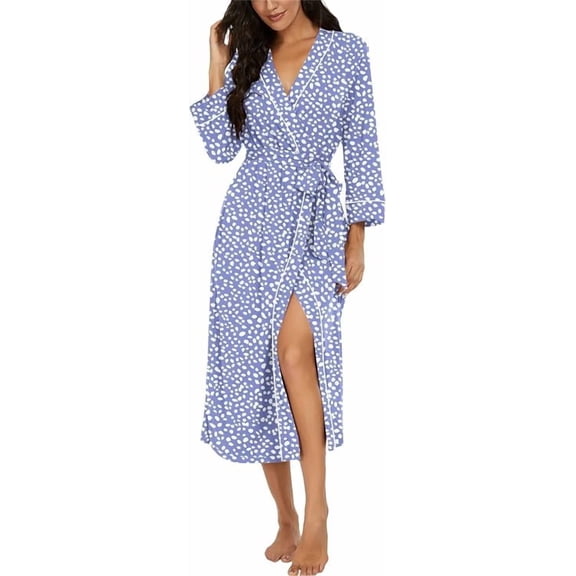 JWD Womens Robe Long Knit Bathrobe Lightweight Soft Robes Ladies Bath Robe