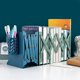 thumbnail image 2 of Sujetalibros de metal TUNC ajustable organizador estante decorativo con portalápices azul, 2 of 5