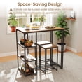 thumbnail image 6 of Gymax 3-Piece Bar Table Set 2 Person Dining Furniture Set w/2 Stools 3 Storage Shelves, 6 of 10