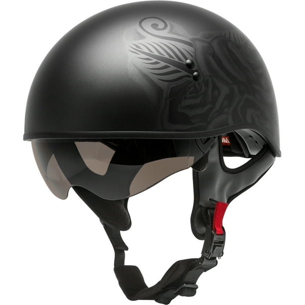 GMAX HH-65 Half Helmet Ghost/Rip Naked Matte Black/Silver