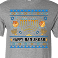 thumbnail image 4 of Inktastic Happy Hanukkah Sweater Style Design with Menorah and Dreidel T-Shirt, 4 of 5