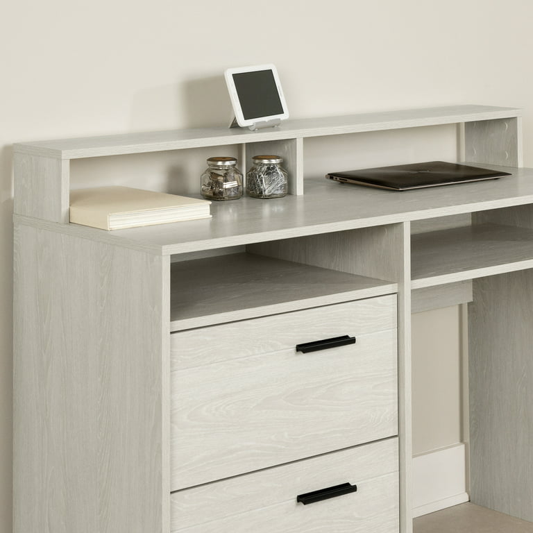 South Shore Axess Computer Desk with Hutch (Color: Pure White)