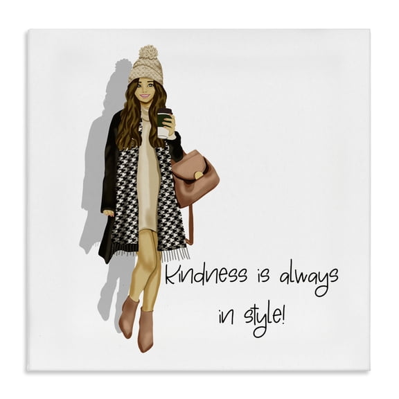 Stupell Industries Kindness Is In Style Inspirational Painting Gallery Wrapped Canvas Art Print Wall Art, 17 x 17