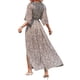 thumbnail image 4 of SAYOO Vestido de playa de impresión de Flores femeninas de verano Bohemia lado del vestido de Bohemia 3/4 manga elegante envuelto v collar SAYOO moda, 4 of 5
