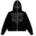 thumbnail image 5 of YCNYCHCHY Spring 2023 New Women Y2K Skeleton Hoodies pastel goth Jacket Streetwear Skull Rhinestone Zip Up Hoodie Oversized Sweatshirt, 5 of 6