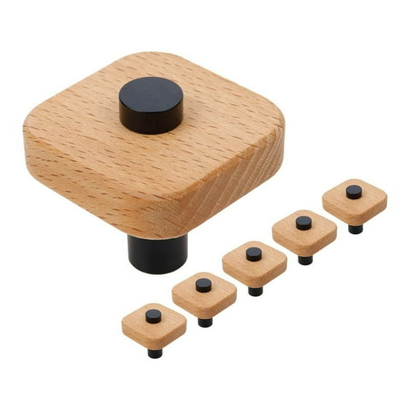 Wood Knobs,6Pcs Natural Wooden Dresser Drawer Knobs Kitchen Cabinet Pulls Handles Square Drawer Dresser Cabinet Handle